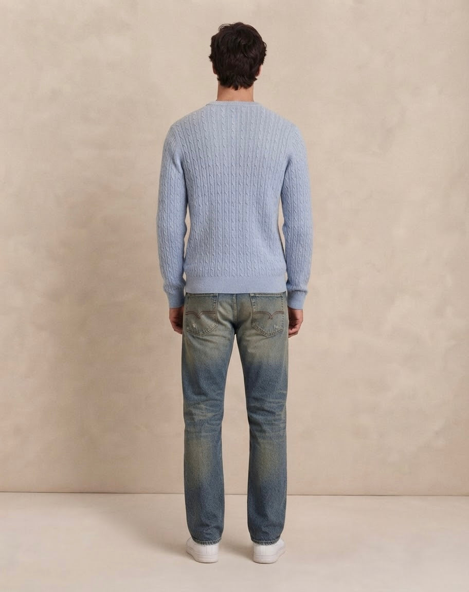 Maglione Girocollo a Trecce Azzurro – Gant
