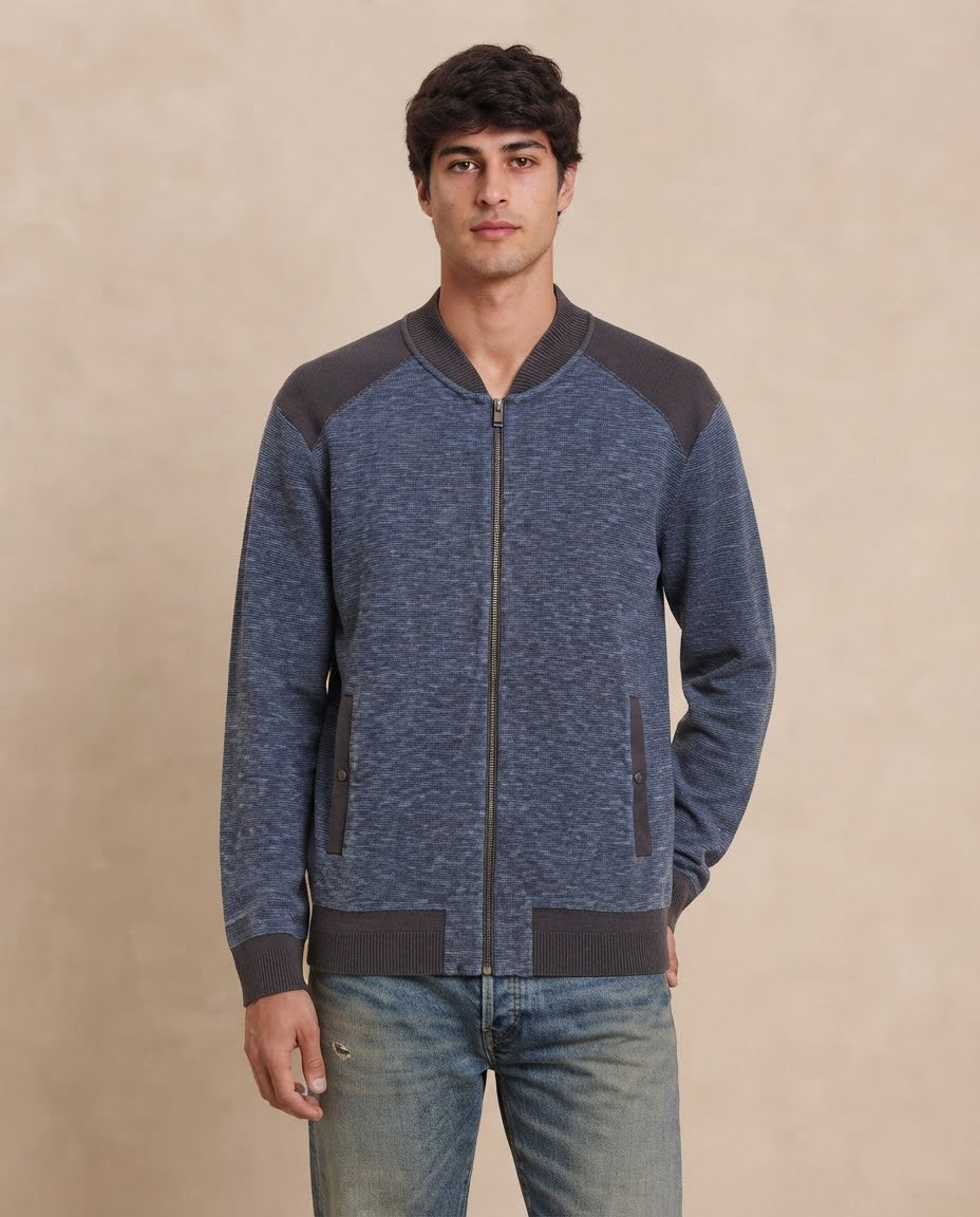 Cardigan in Maglia con Zip e Collo Alto Hugo Boss