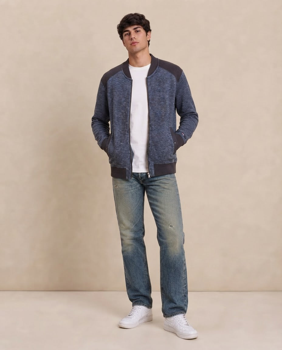 Cardigan in Maglia con Zip e Collo Alto Hugo Boss