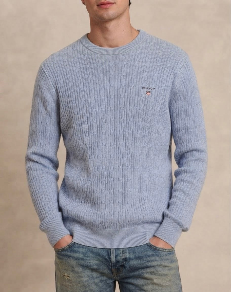 Maglione Girocollo a Trecce Azzurro – Gant